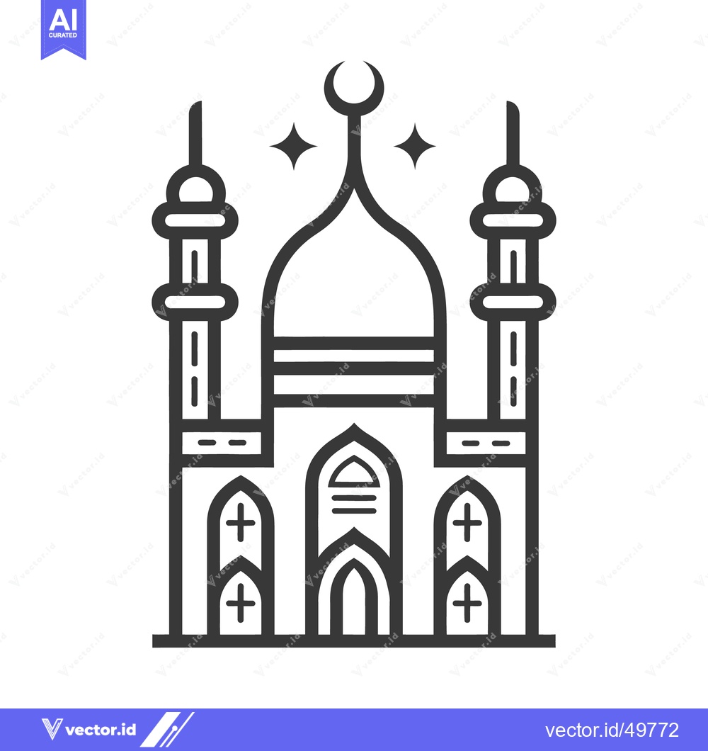 Premium Vector dari An illustration of a mosque building with moon and stars