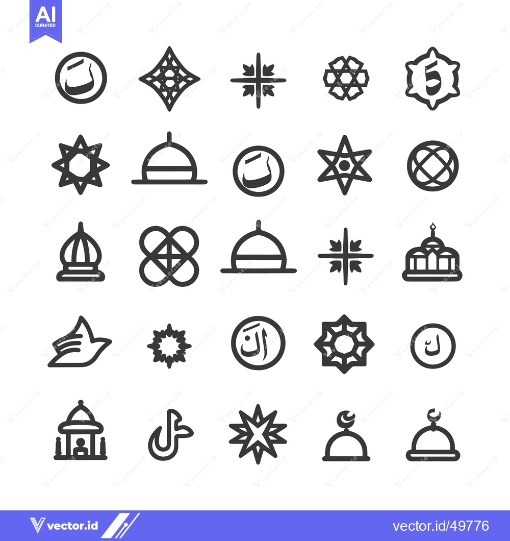 Premium Vector dari Islamic Symbols and Arabic Calligraphy Icons