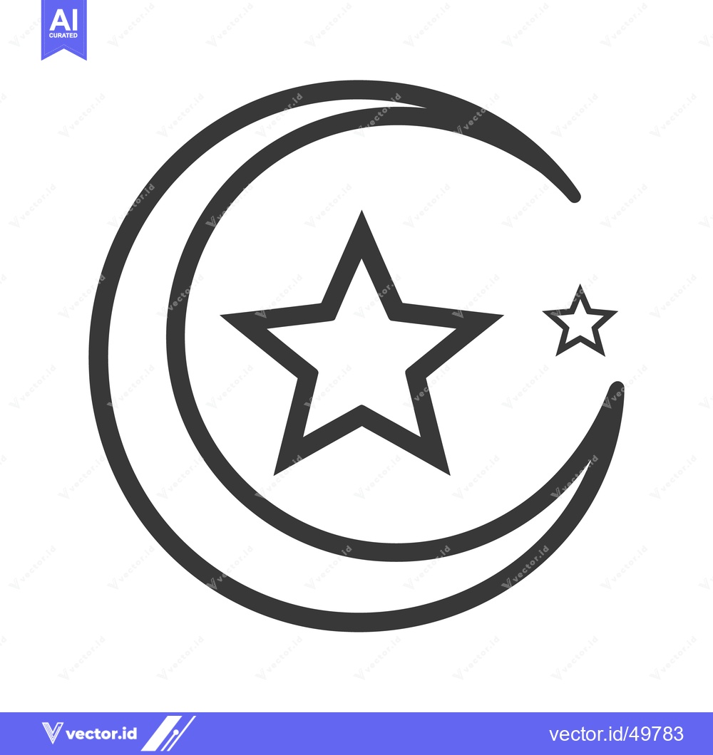 Premium Vector of A crescent moon with stars presented in graphic form