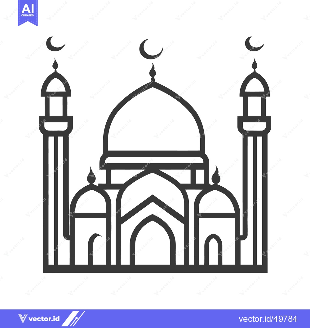 Premium Vector dari A graphic illustration depicts a mosque with minarets and crescents