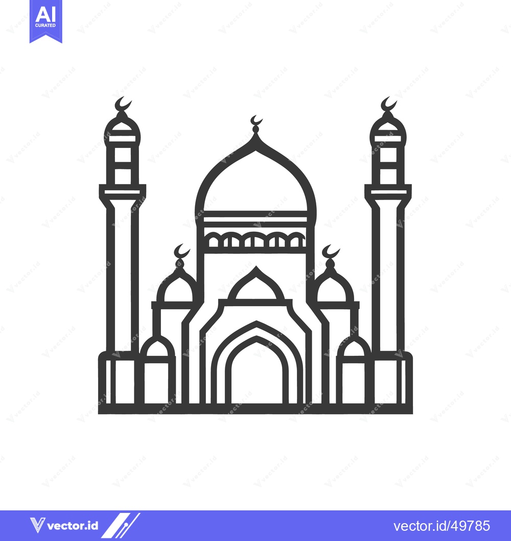 Premium Vector dari An illustrative black and white image of a mosque structure