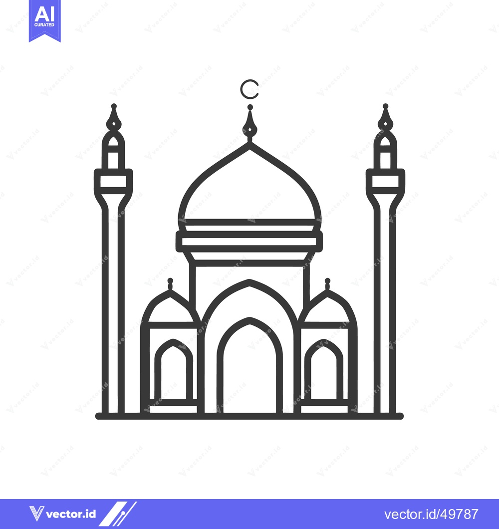 Premium Vector of A stylized black line drawing depicting a religious building and tower