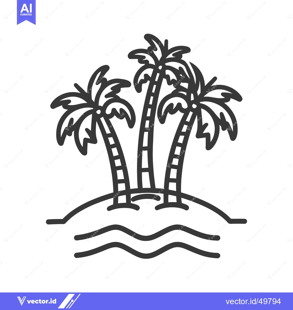 Premium Vector dari Several palm trees grow on a small tropical island in the ocean