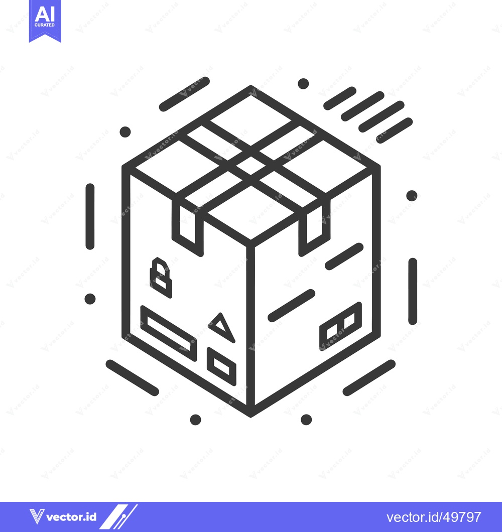 Premium Vector dari Isometric Line Drawing of a Sealed Cardboard Box