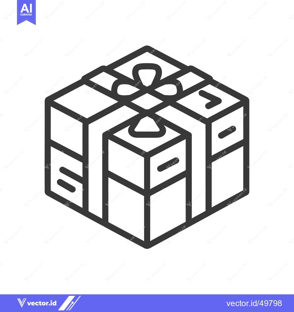Premium Vector dari Isometric Line Drawing of a Wrapped Gift Box