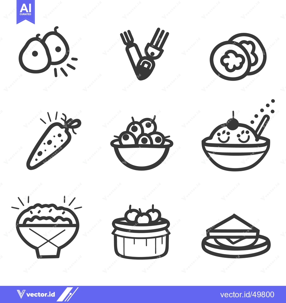Premium Vector dari Various Food Illustrations Representing Fruits Vegetables and Prepared
