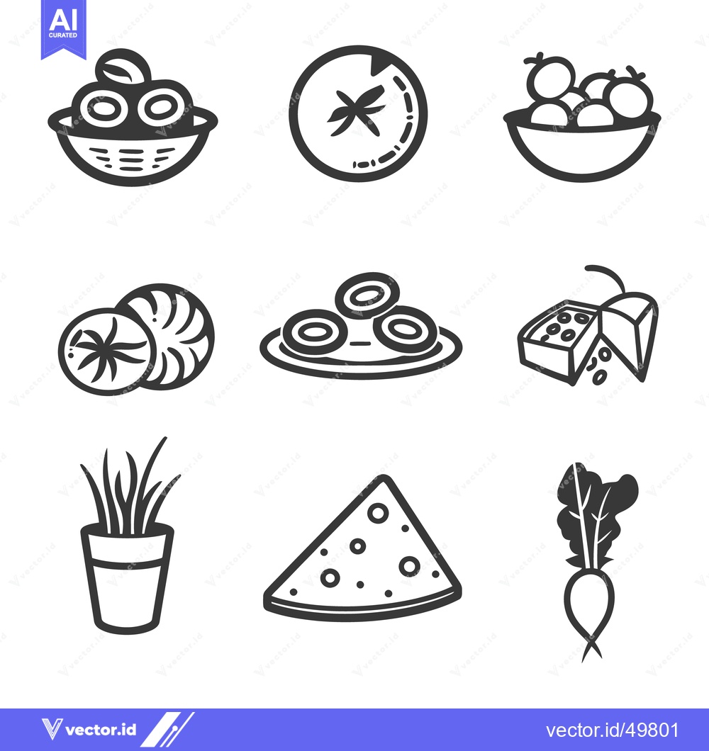 Premium Vector dari Black and white food icons featuring various types of produce