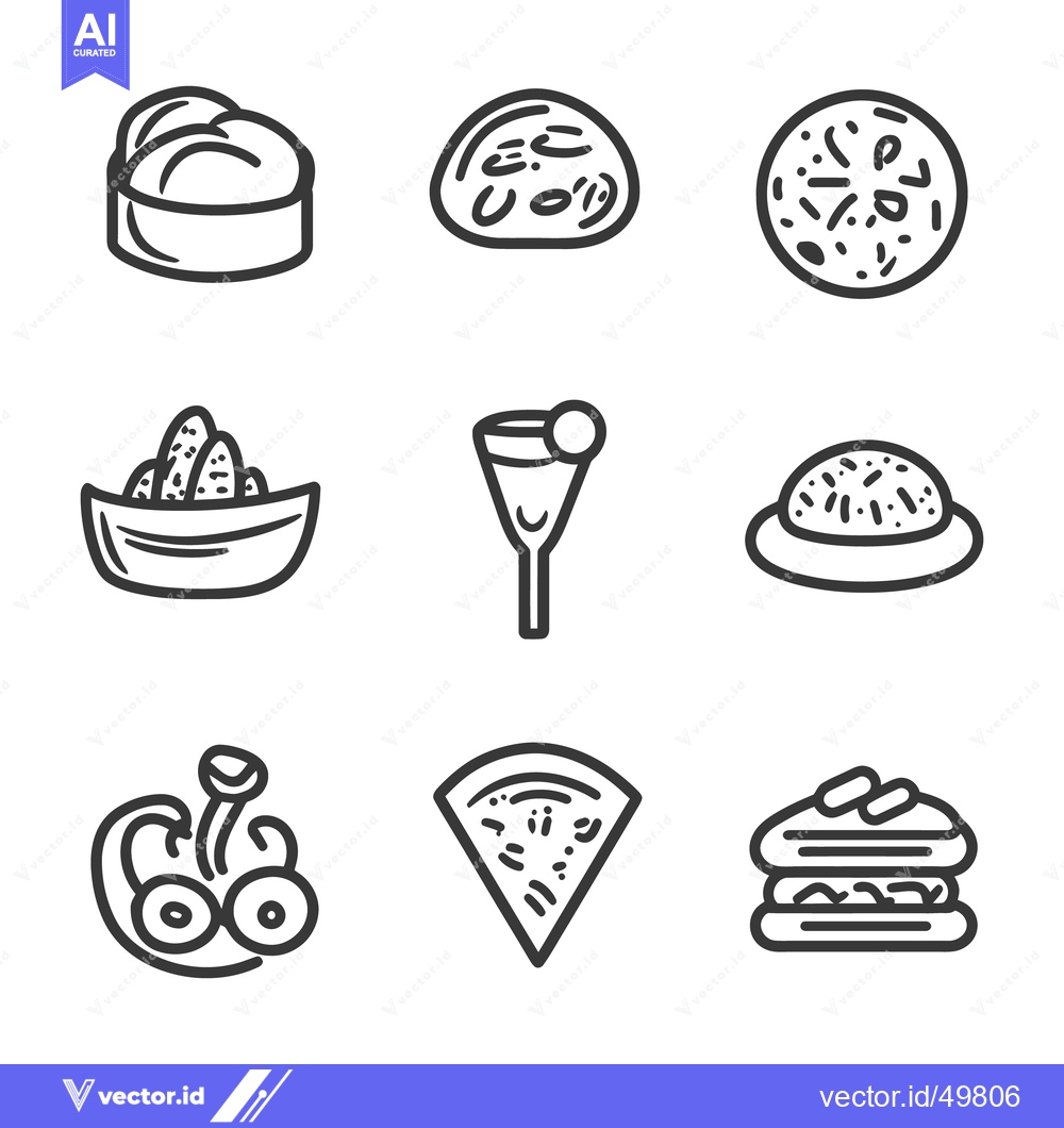 Premium Vector of Simple line drawings depicting various food and beverage items