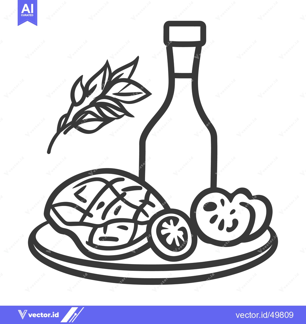 Premium Vector dari A simple illustration of a prepared meal displayed on a plate