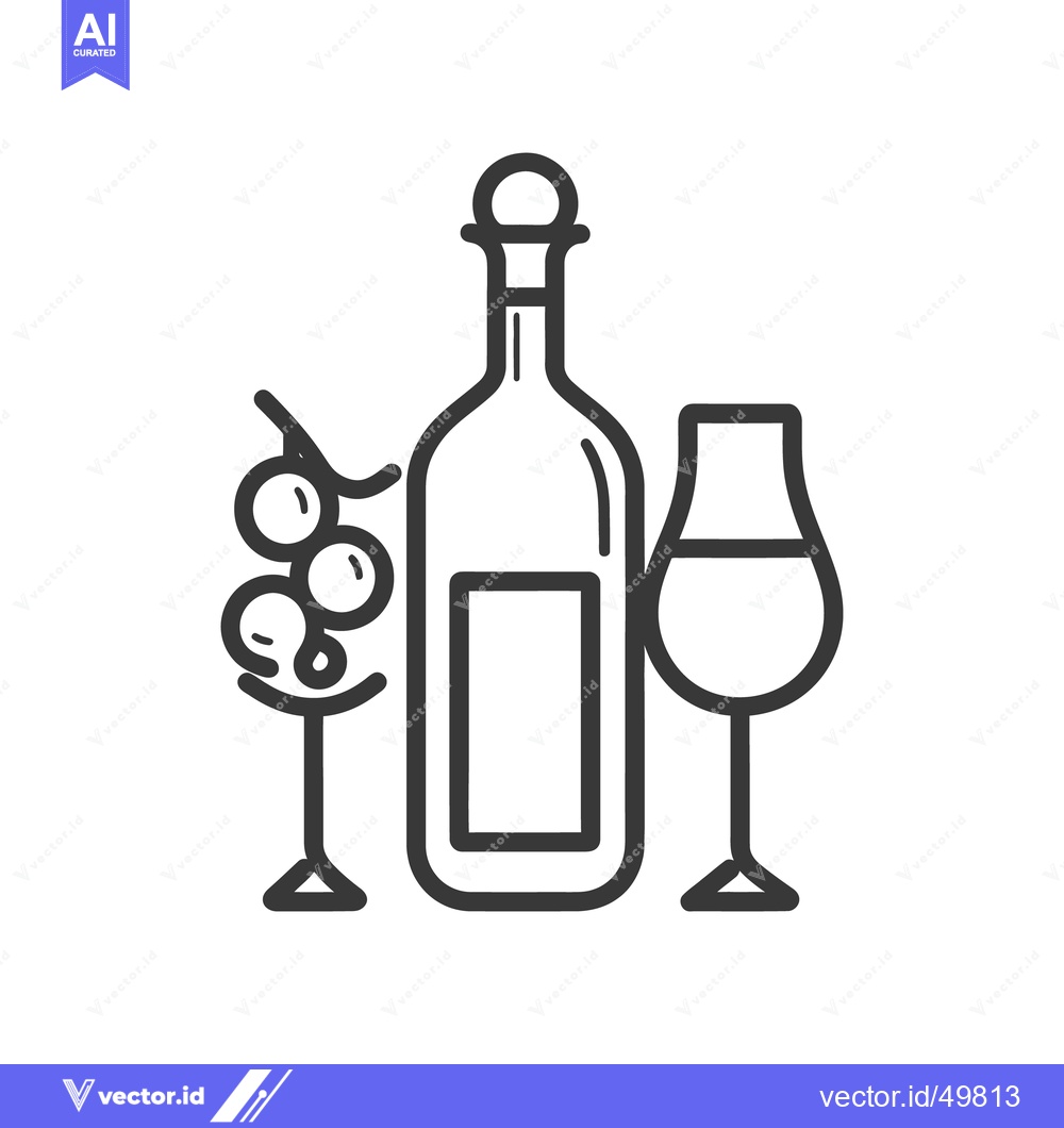 Premium Vector dari A wine bottle grape cluster and a wine glass are depicted
