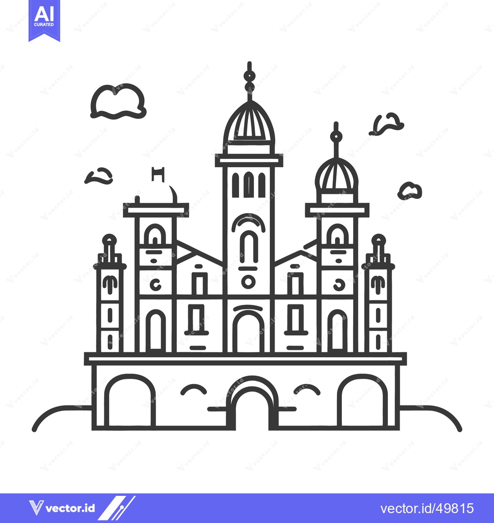 Premium Vector dari An architectural line art illustration depicting a beautiful castle or