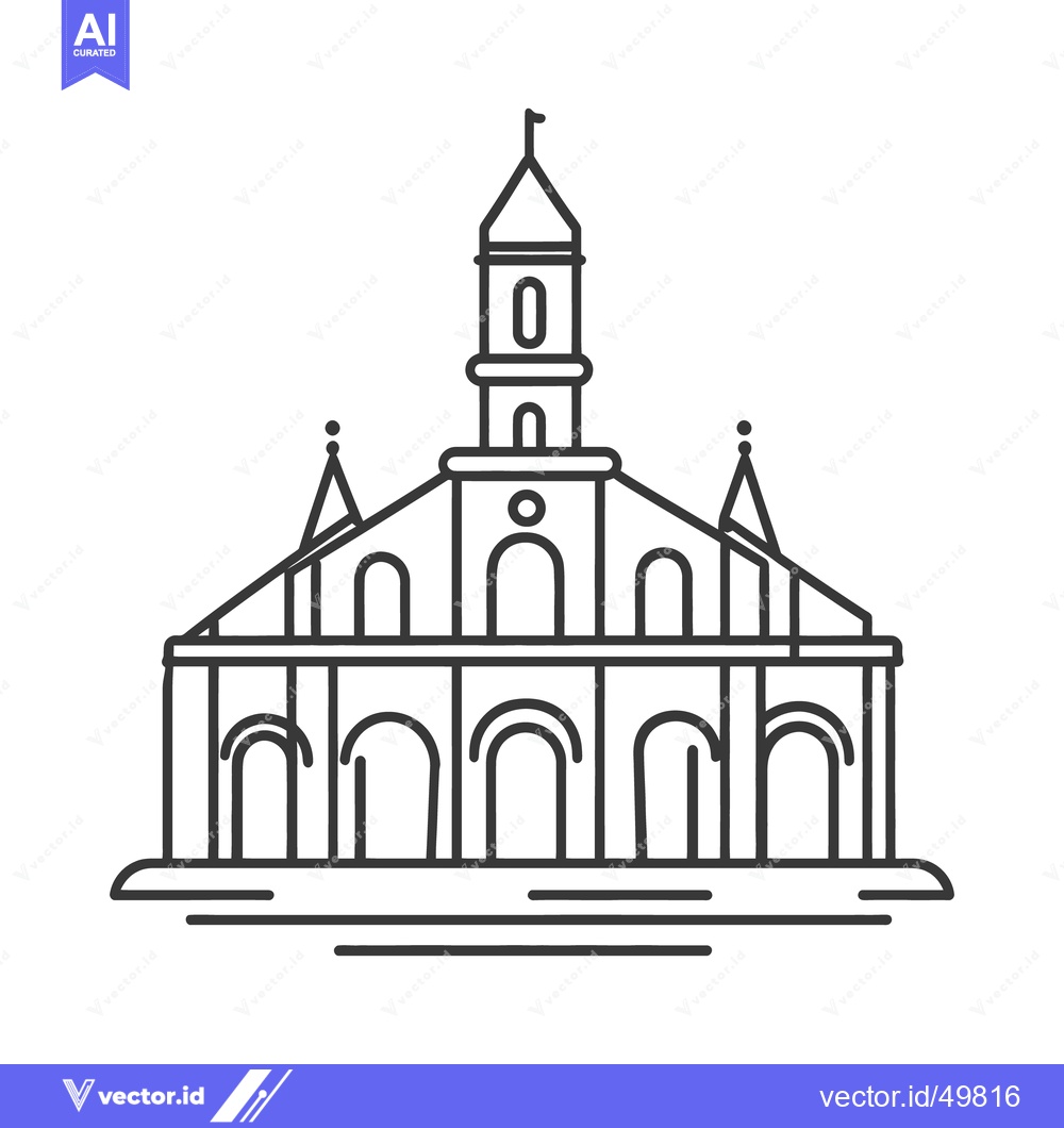 Premium Vector of A simple black line drawing of a religious building facade