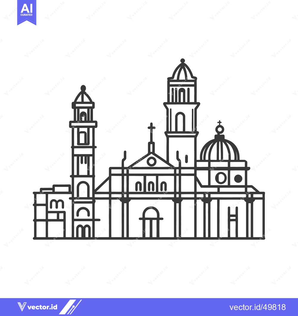 Premium Vector of A simple line drawing of an ornate cathedral facade