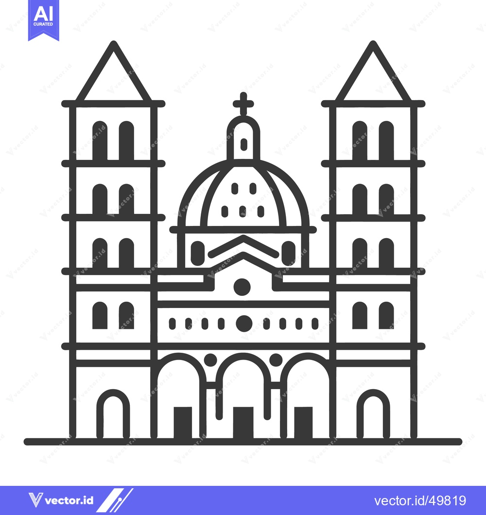 Premium Vector of Black and white illustration of a detailed architectural building