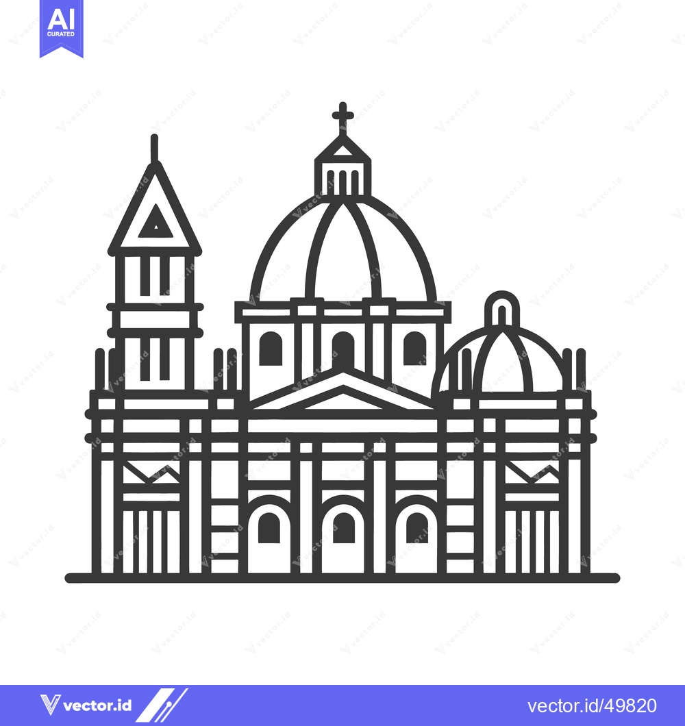 Premium Vector dari Simplified black and white drawing of a monumental architectural build