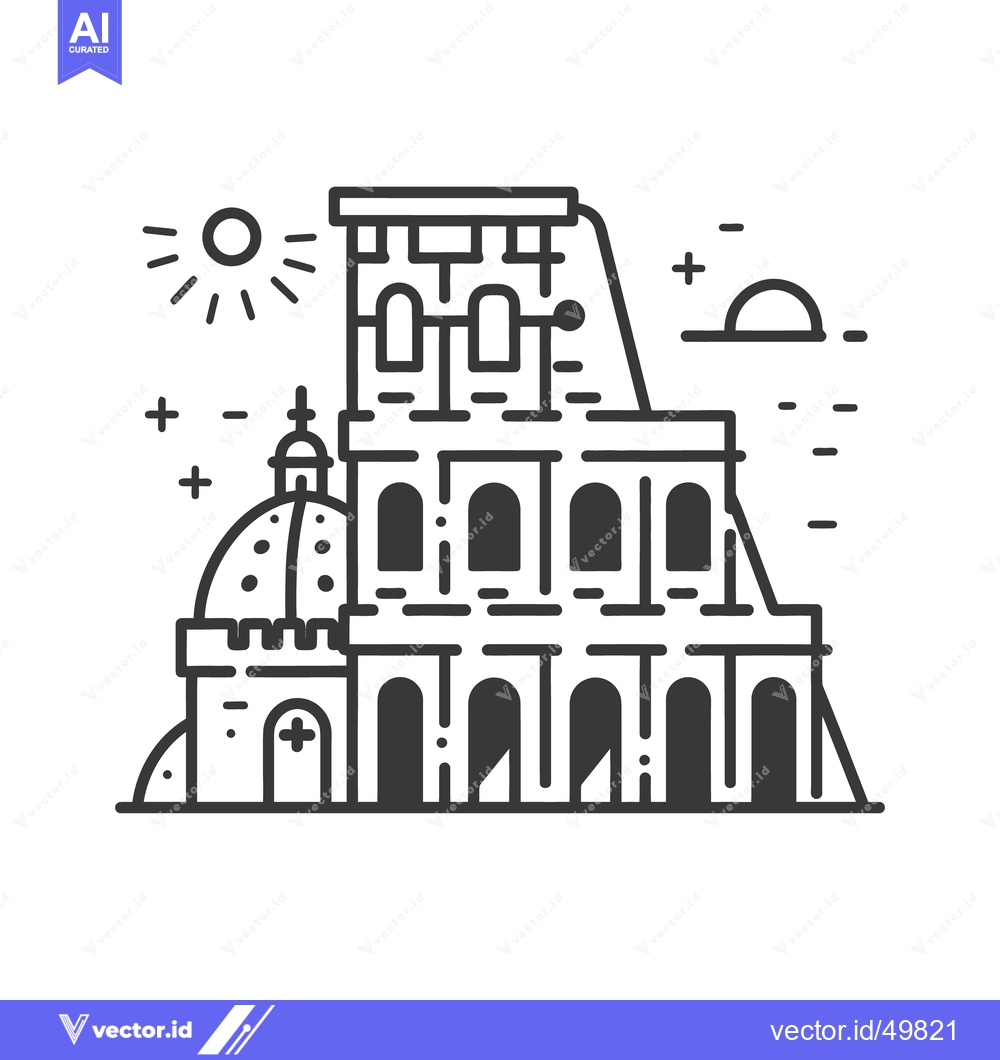 Premium Vector dari An architectural illustration of a classic building under the bright s