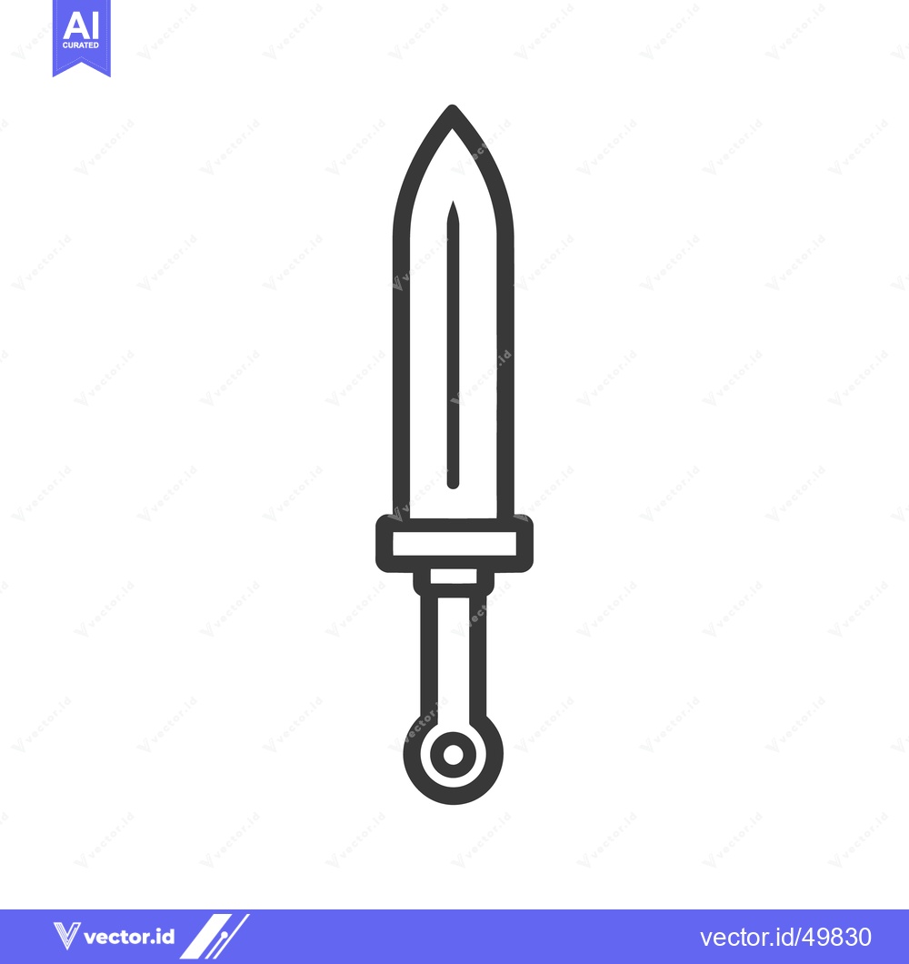 Premium Vector dari A Simple Linear Black and White Illustration of a Sword