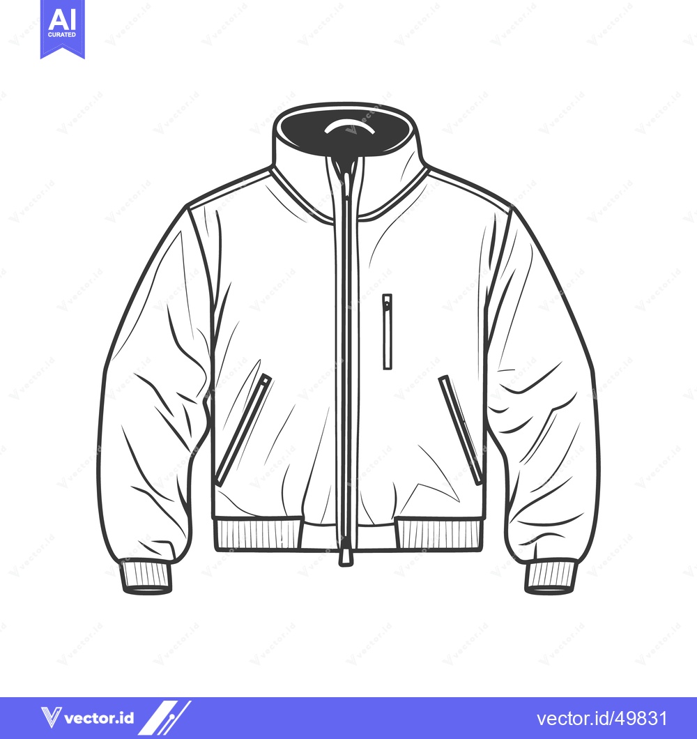 Premium Vector dari A simple outline of a jacket with a collar and pockets