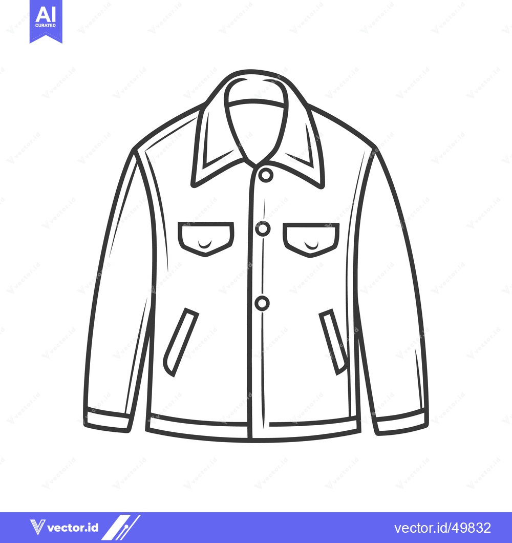Premium Vector of A black and white drawing illustrating a casual jacket garment