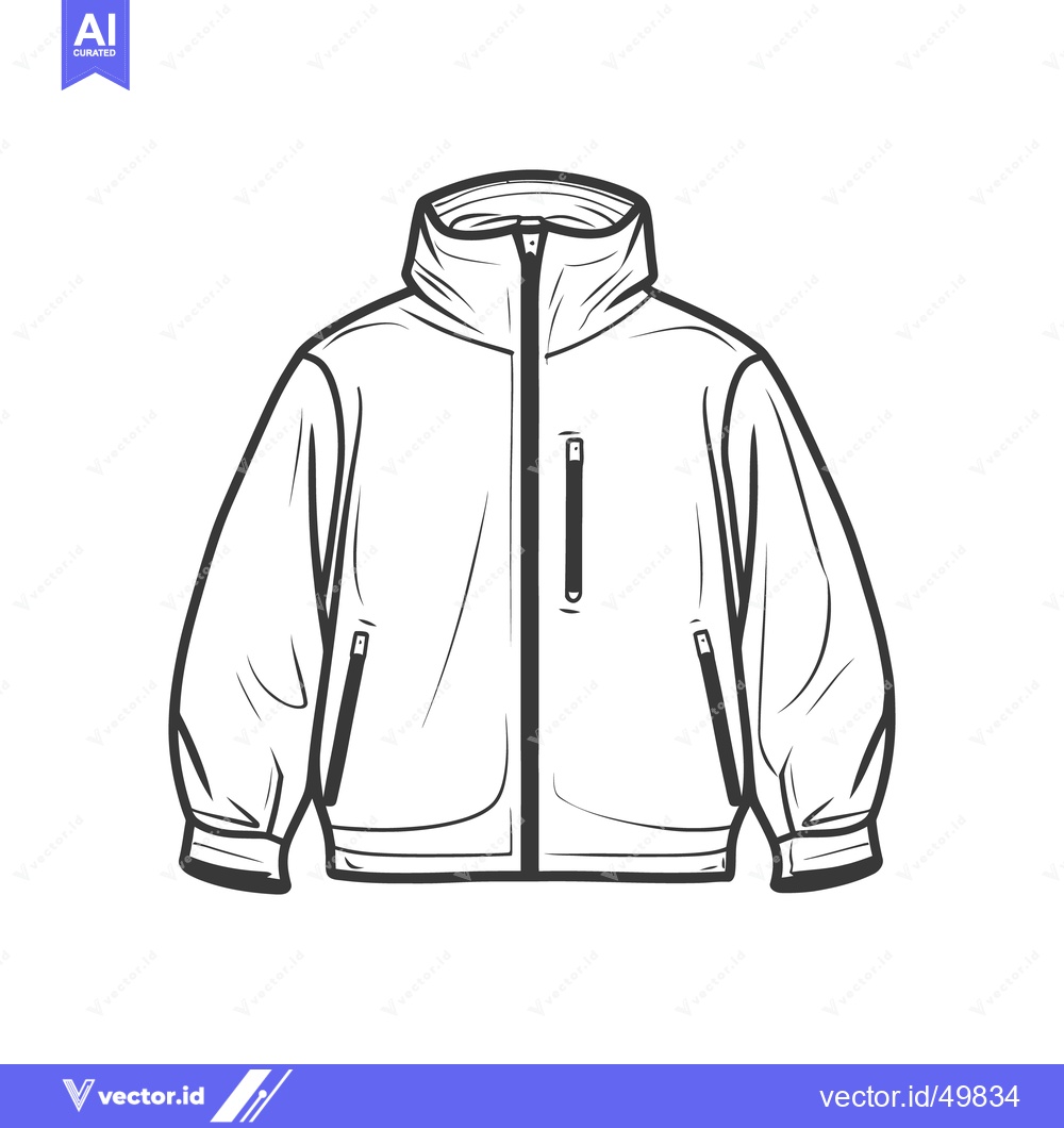 Premium Vector dari A front view illustration of a lined zippered winter jacket