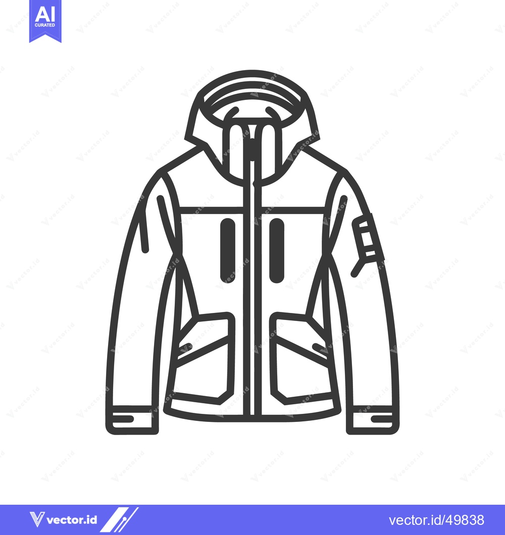 Premium Vector dari Detailed line drawing depicts a waterproof outdoor winter jacket