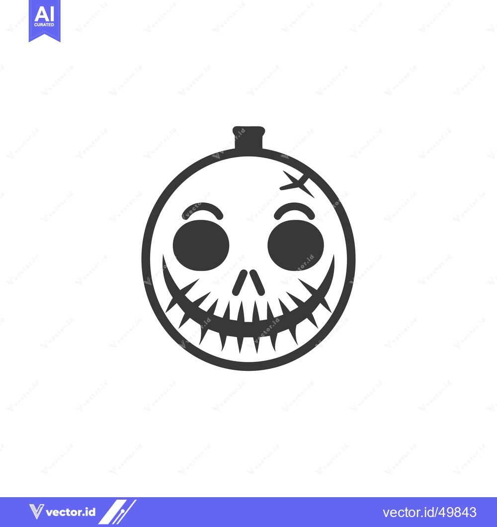 Premium Vector of A stylized grinning pumpkin head graphic in a circular form