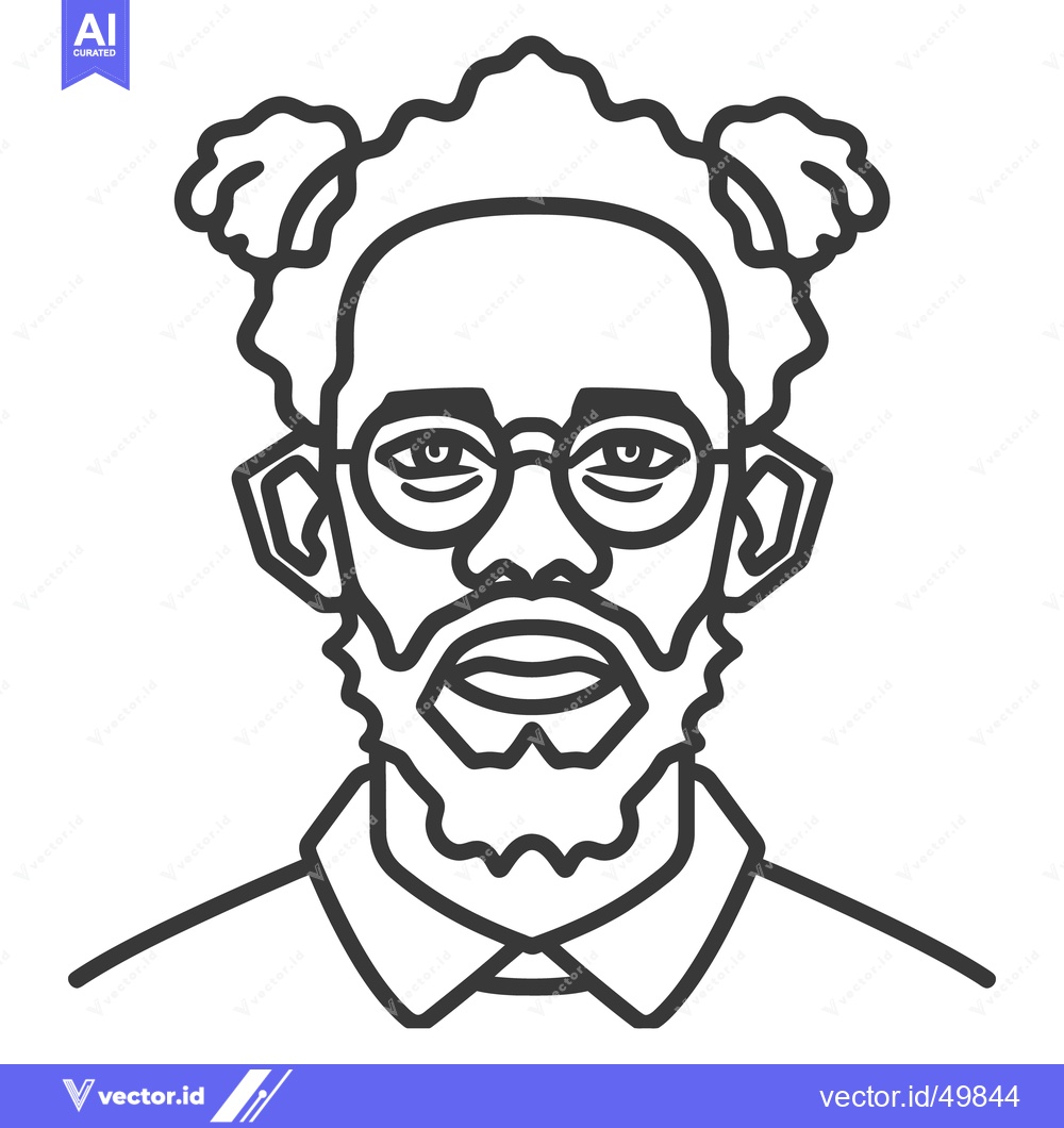 Premium Vector dari Black and white line illustration depicting a male person wearing glas