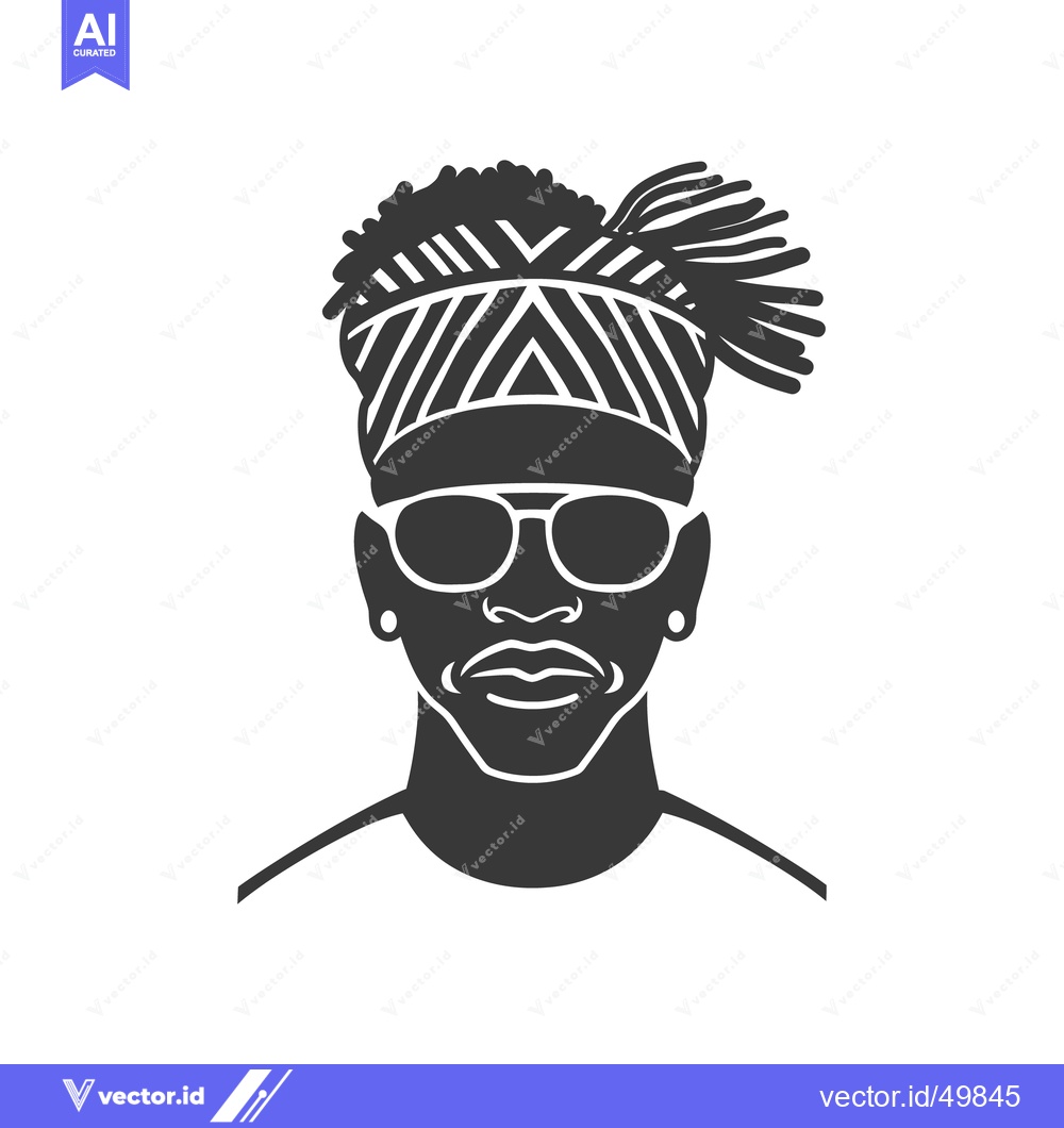 Premium Vector of A stylish portrait of a person with unique headwear and sunglasses