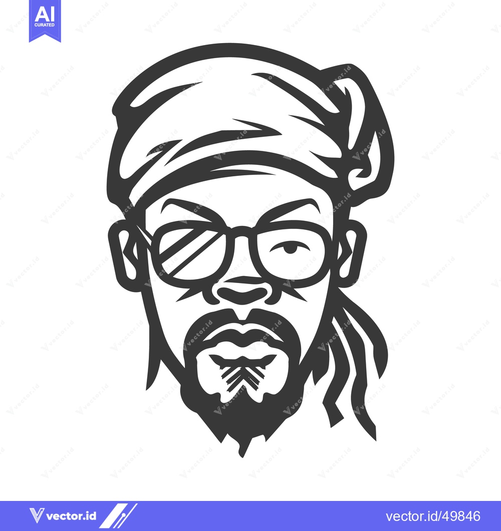 Premium Vector dari A stylized black and white portrait of a man with glasses