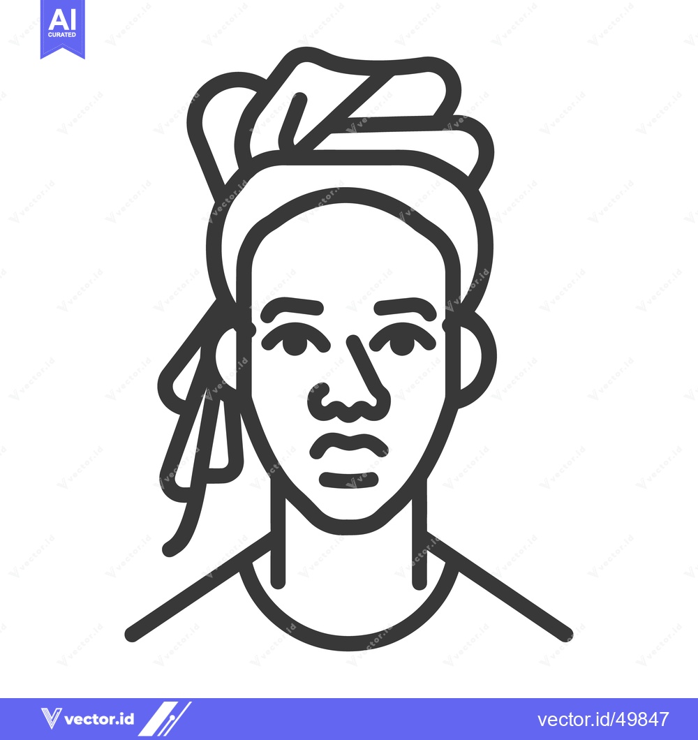 Premium Vector dari A simplified black and white portrait of a persons head