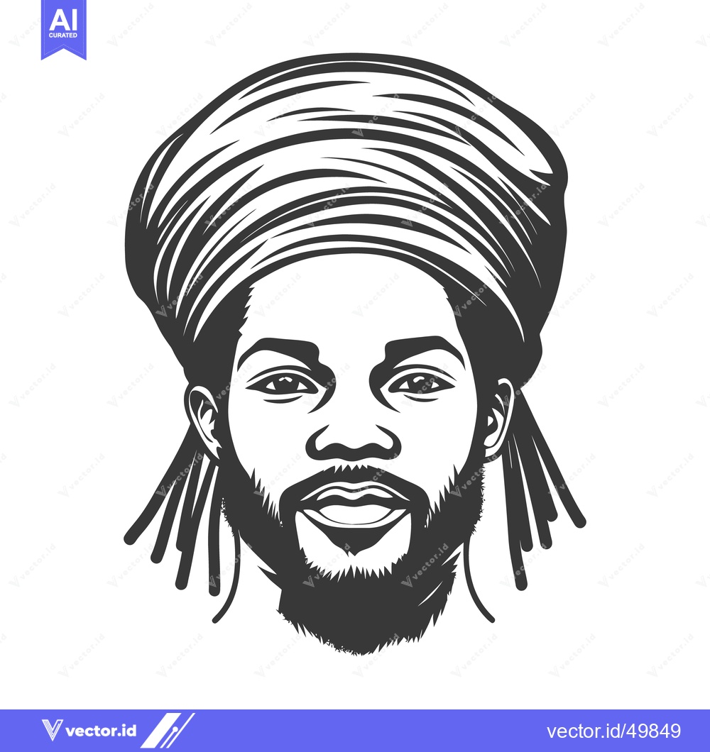 Premium Vector dari Vector illustration portrays a smiling man with a wrapped headdress