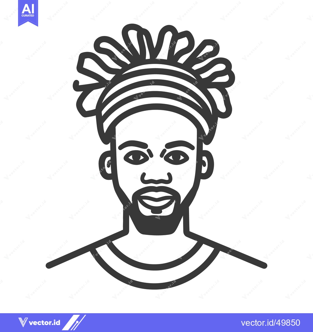 Premium Vector dari Black man wearing a decorative headpiece is facing forward
