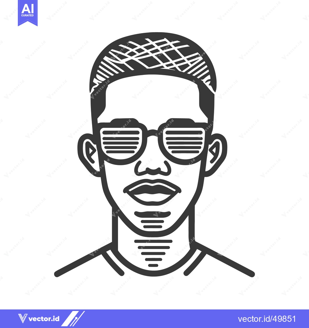Premium Vector of A simple monochrome illustration of a person wearing eyeglasses