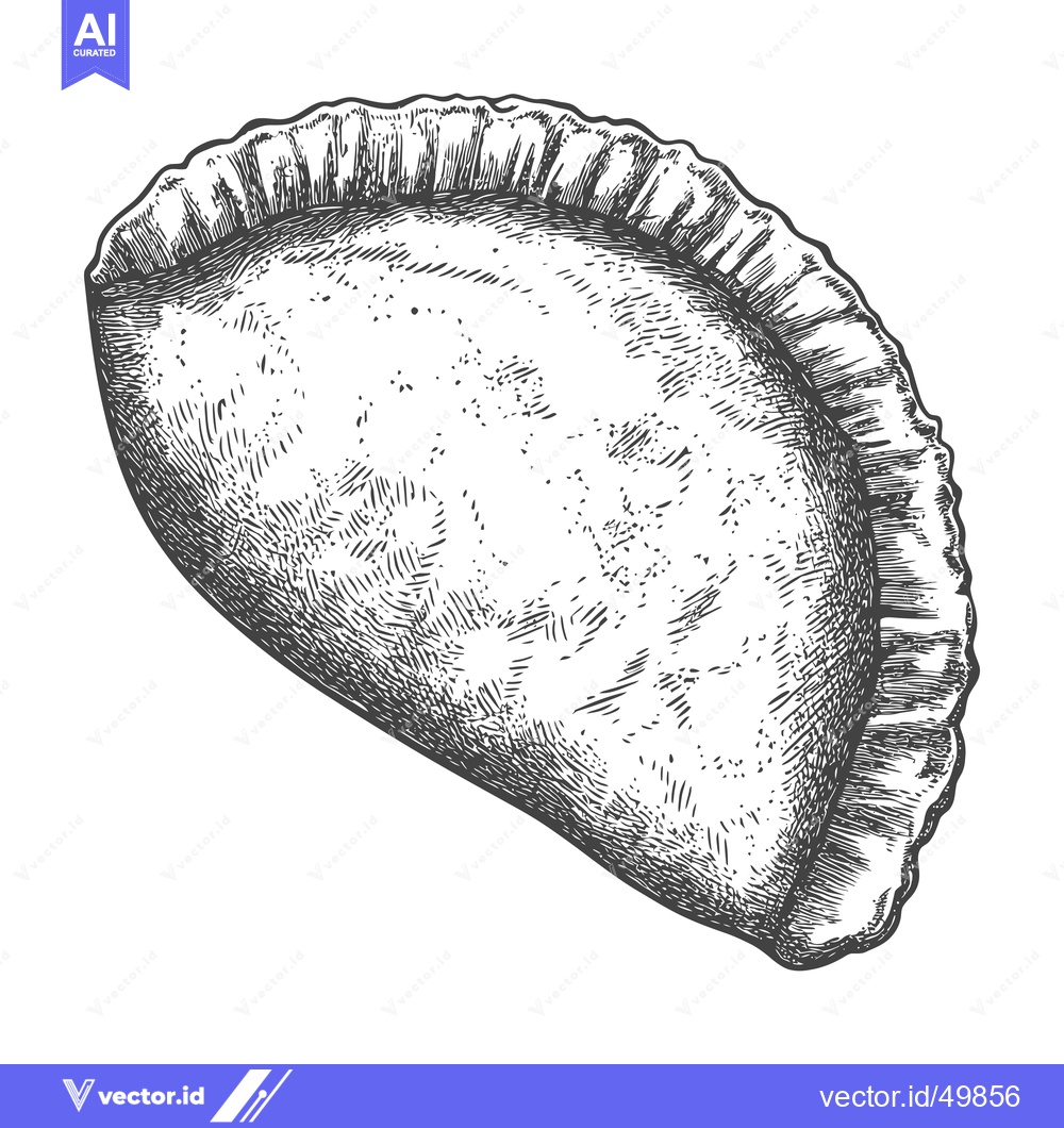 Premium Vector dari Hand Drawn Illustration Of A Single Baked Empanada