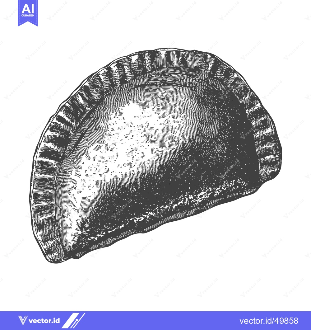 Premium Vector dari A single baked half moon pastry illustration