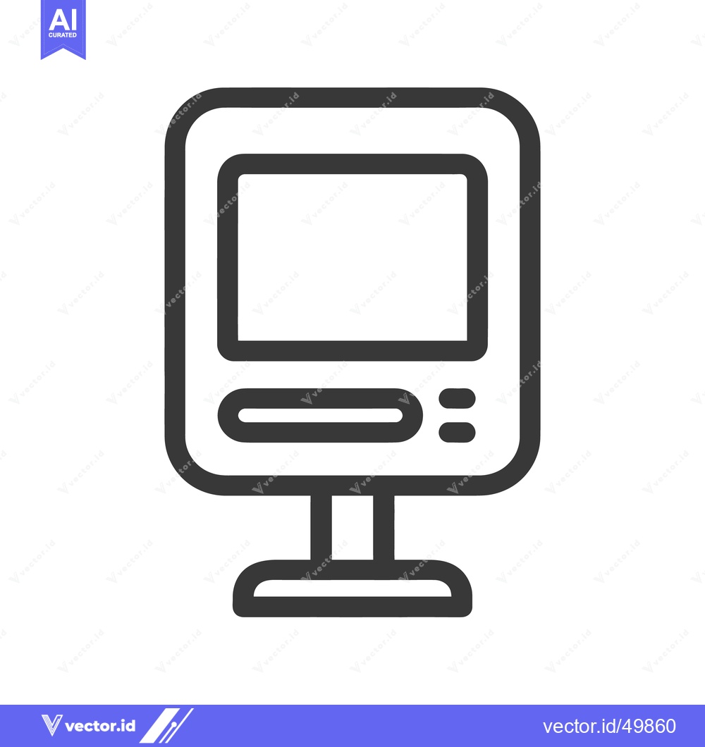 Premium Vector dari Retro Computer Icon: Simple Line Art of Vintage Technology