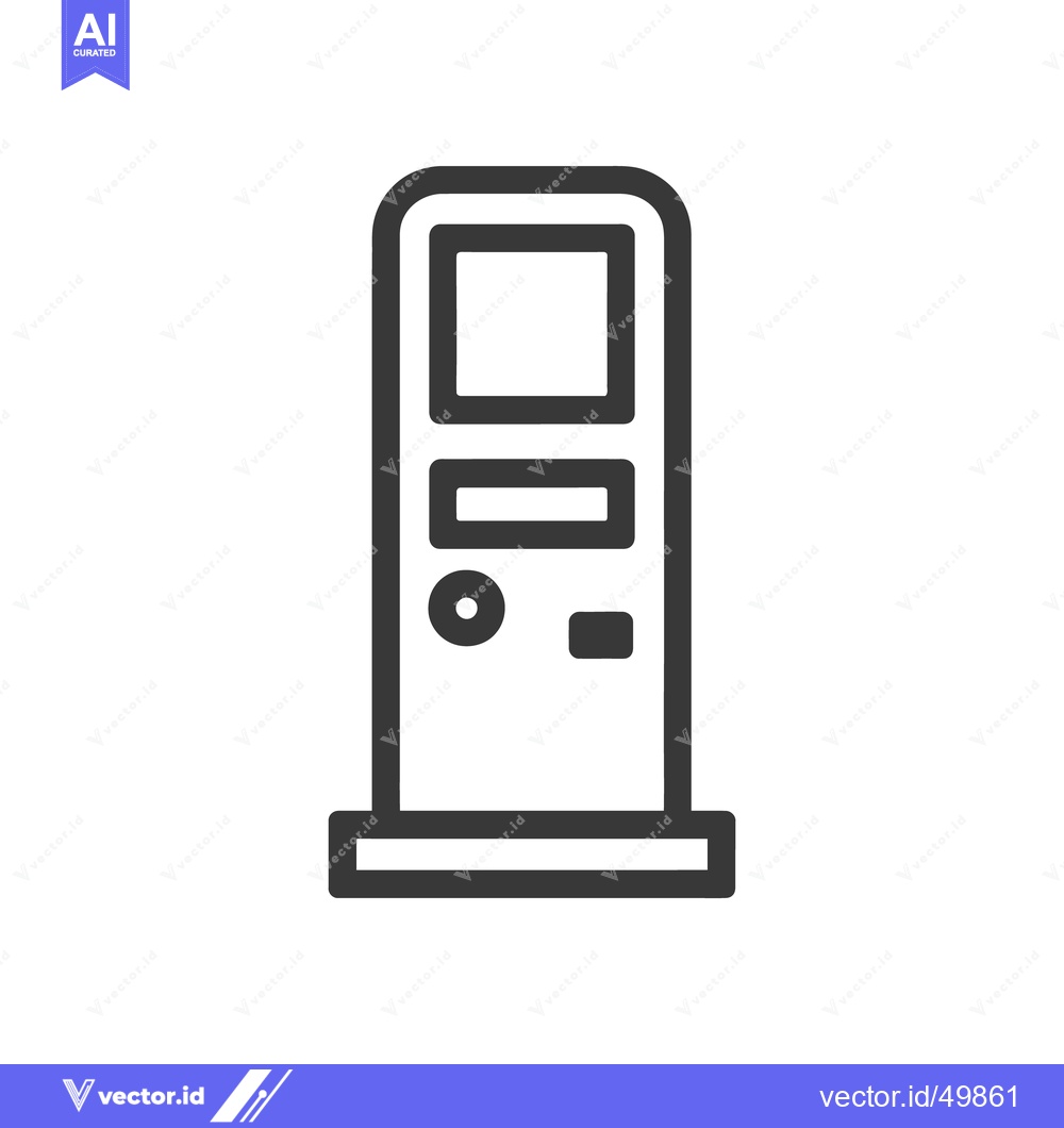 Premium Vector dari Minimalist ATM Icon: Modern Banking Symbol in Bold Outline Style