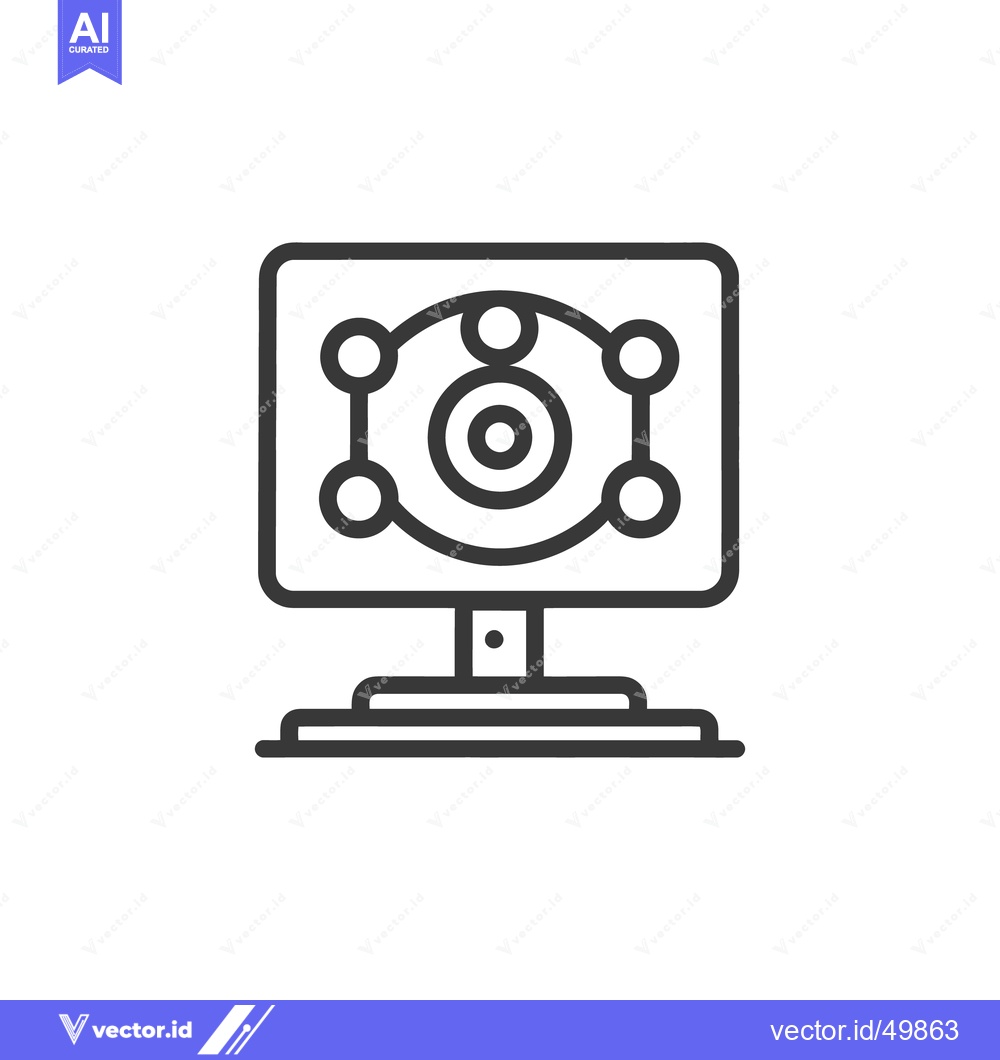 Premium Vector dari Monitor with Network Connection: Modern Technology Icon, Data Visualiz