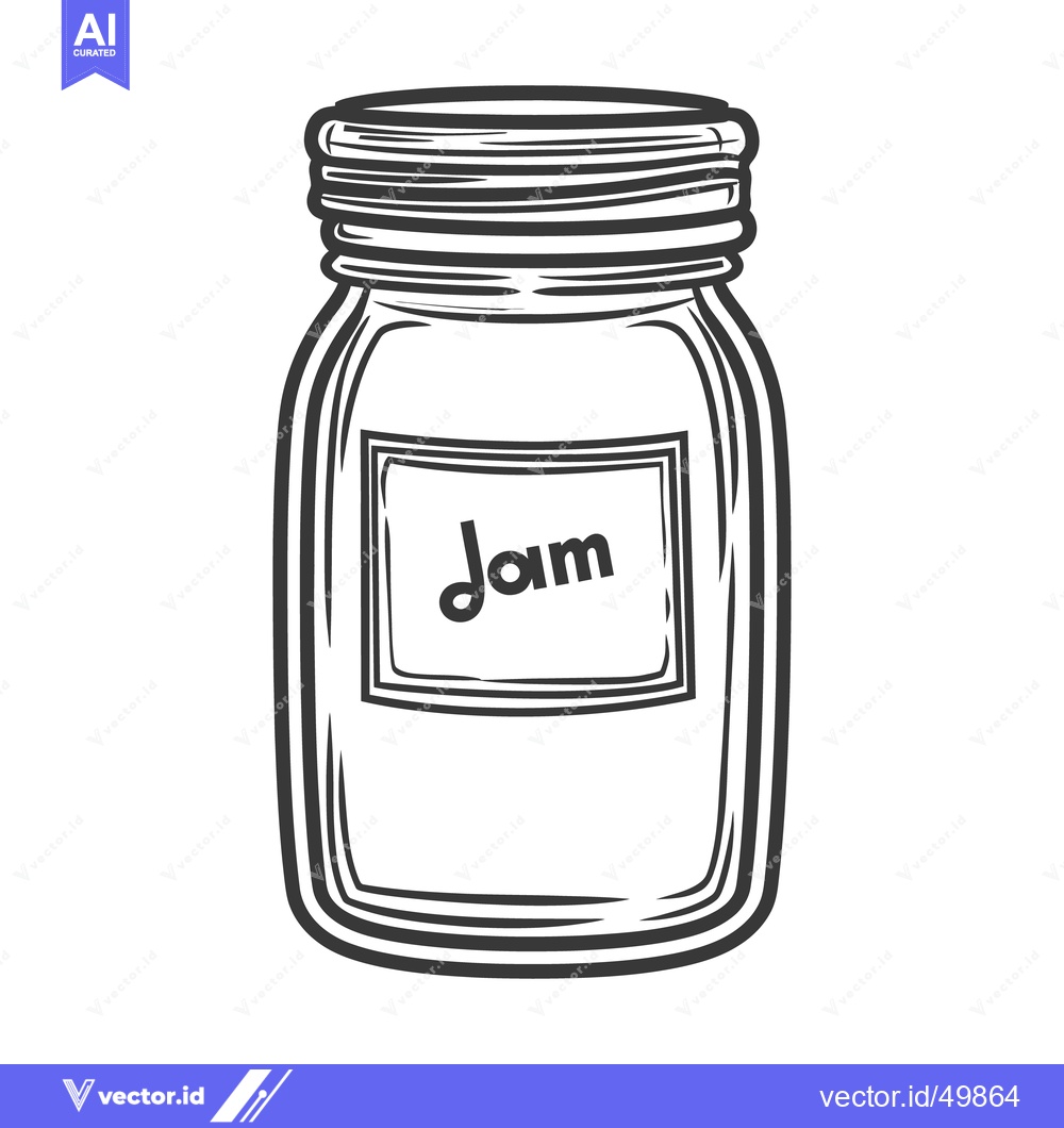 Premium Vector of An illustration depicting a glass jar containing delicious fruit jam
