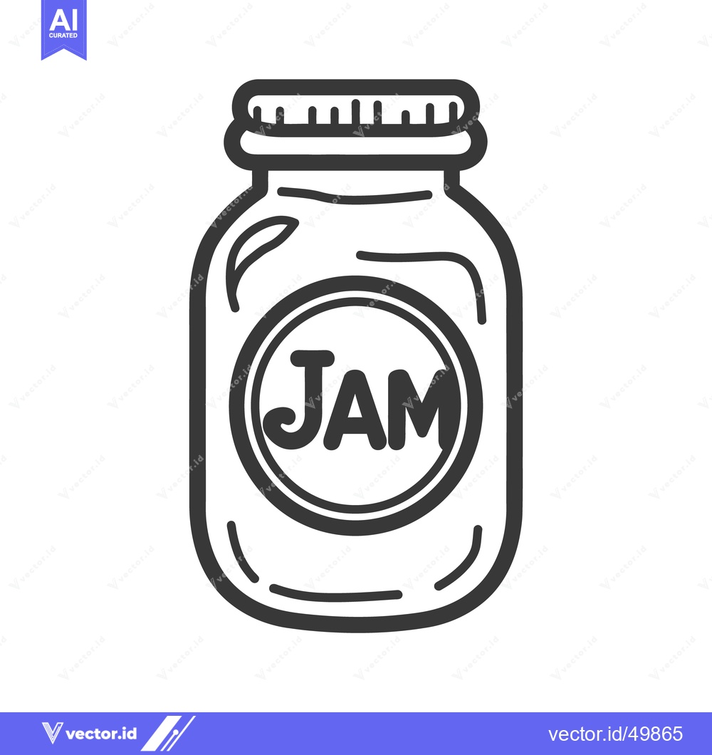 Premium Vector dari A graphic illustration of a jar of fruit spread with a lid