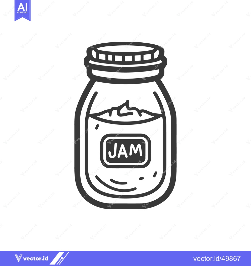 Premium Vector dari A sealed jar of preserved fruit jam with a simple illustration