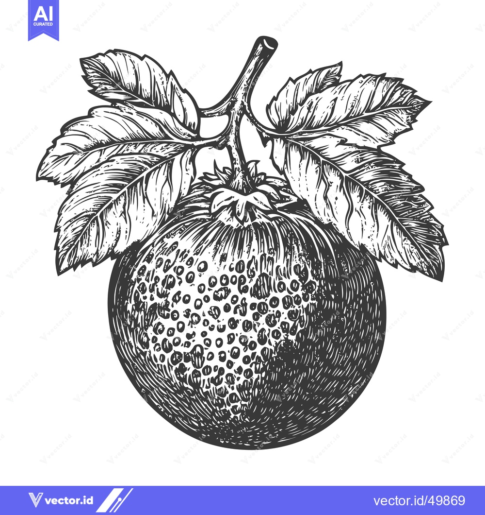 Premium Vector dari Detailed Illustration of a Single Orange with Leaves