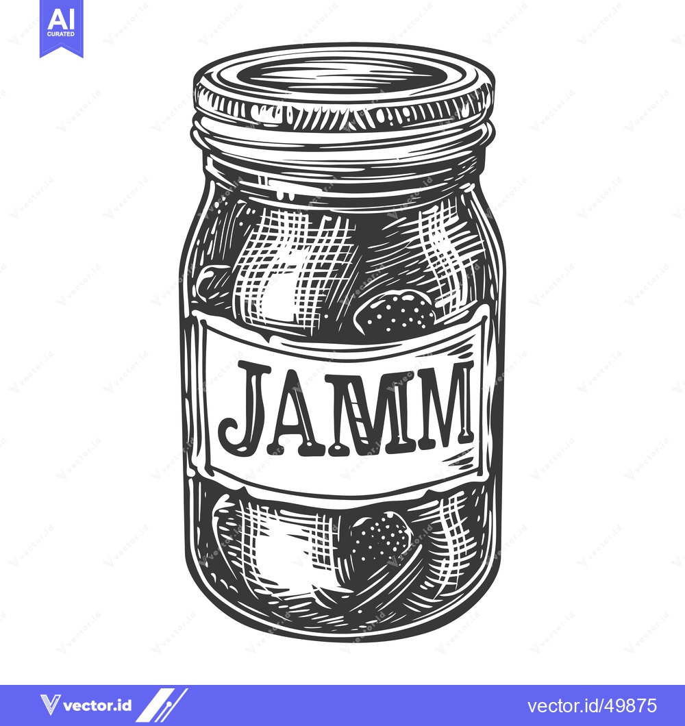 Premium Vector dari A Glass Jar of Homemade Strawberry Jam