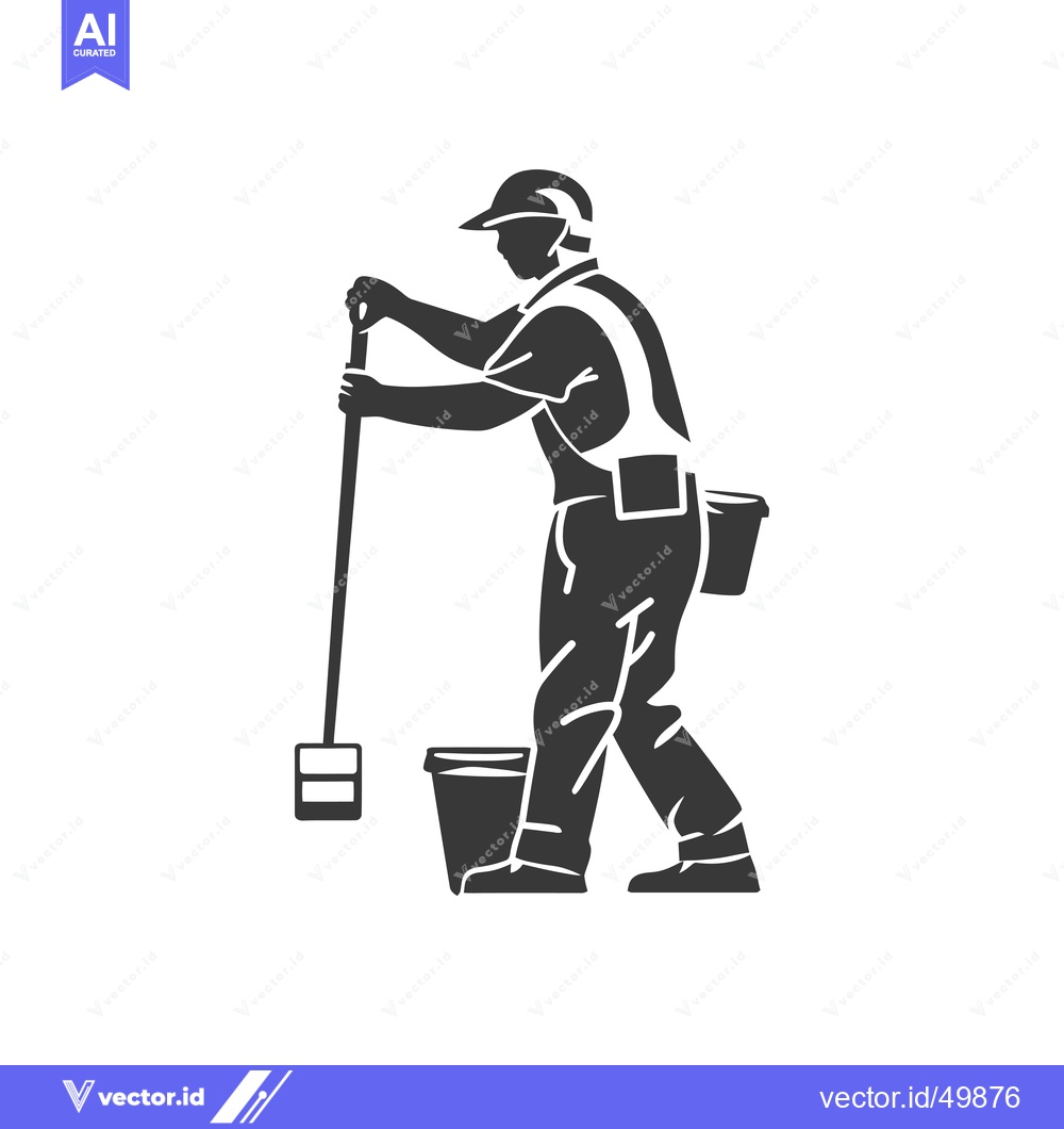 Premium Vector dari Janitor cleaning floors with a mop and bucket