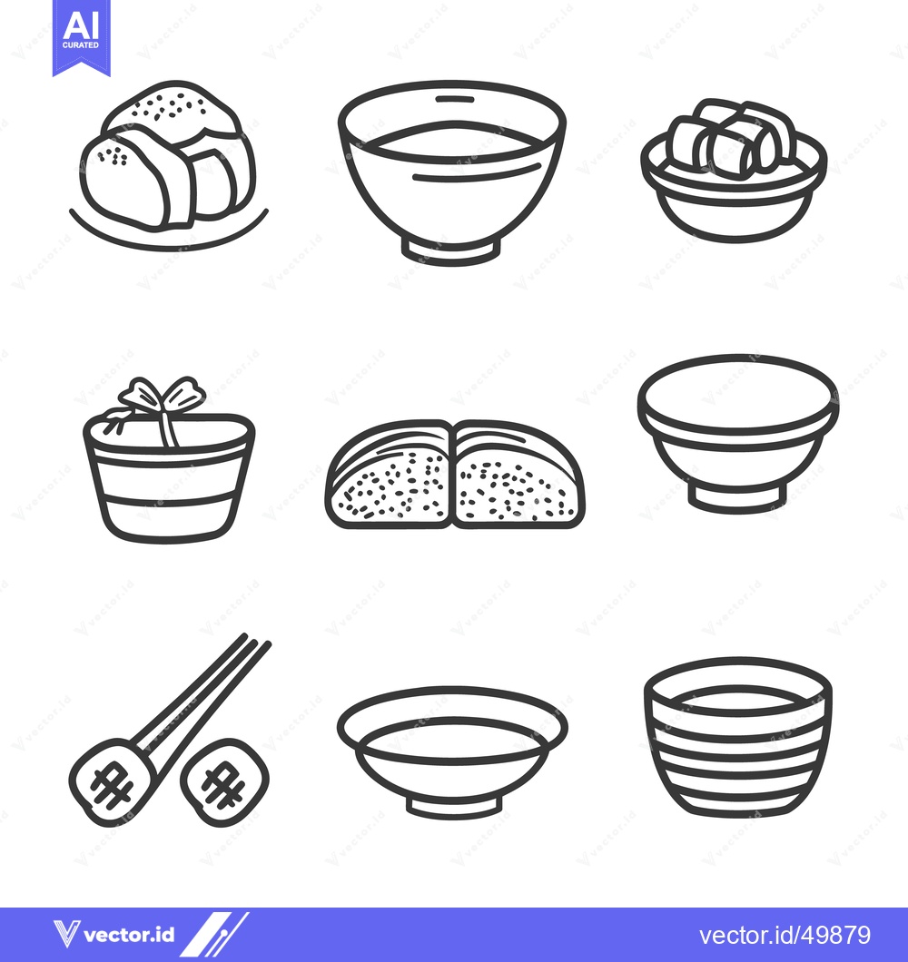Premium Vector dari Simple line drawings of various food items arranged in a pattern