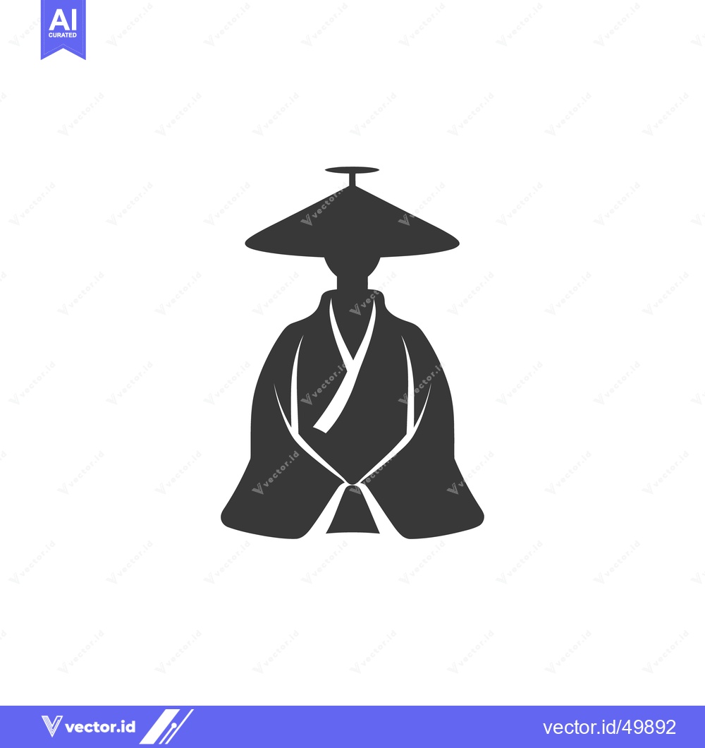 Premium Vector dari A silhouette depicts an individual wearing a traditional straw hat