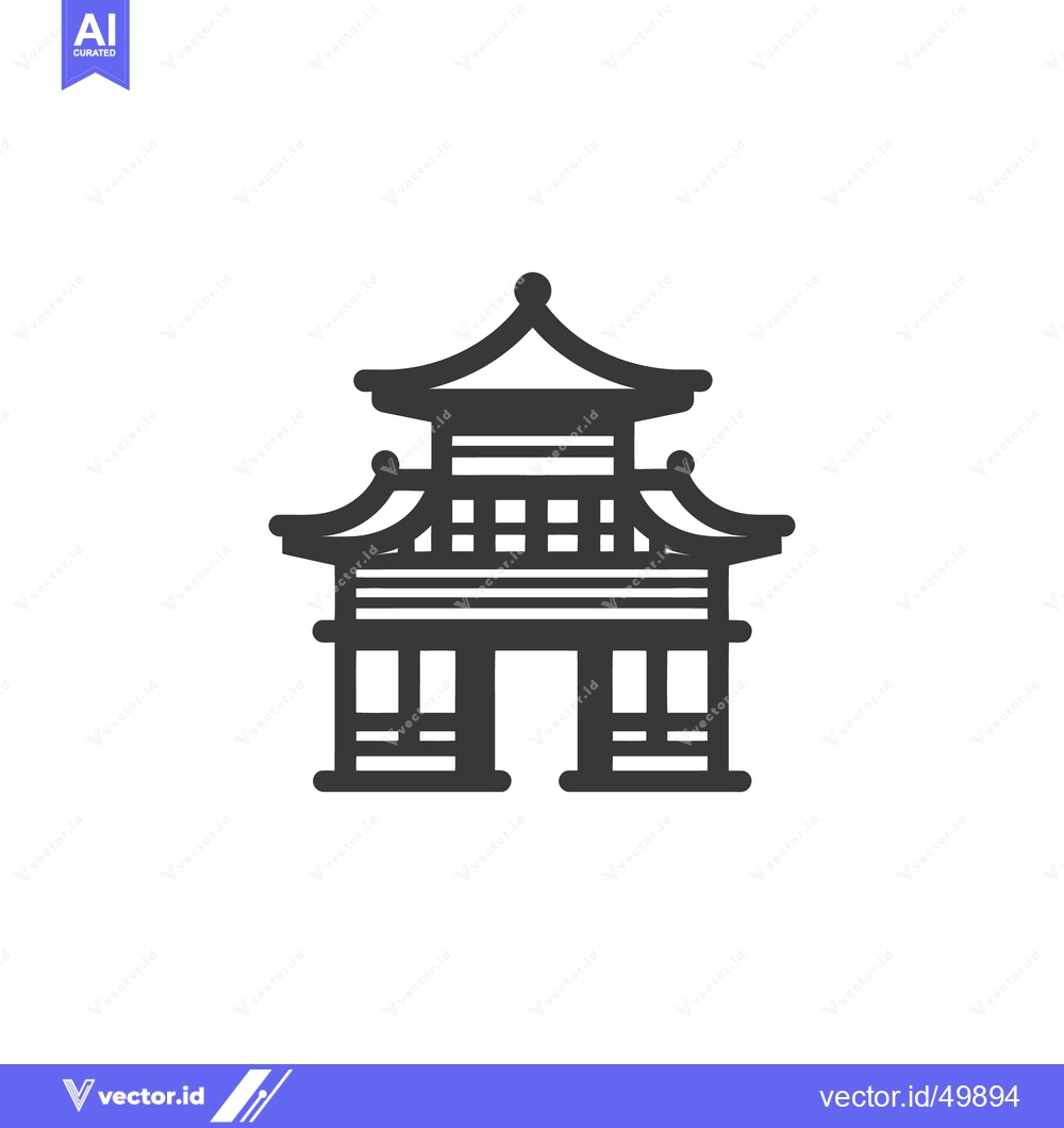 Premium Vector dari A simplified black and white depiction of an asian pagoda