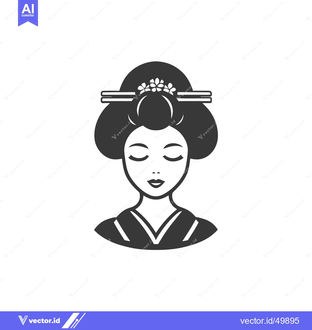 Premium Vector of A stylized portrait illustration depicting a traditional geisha woman