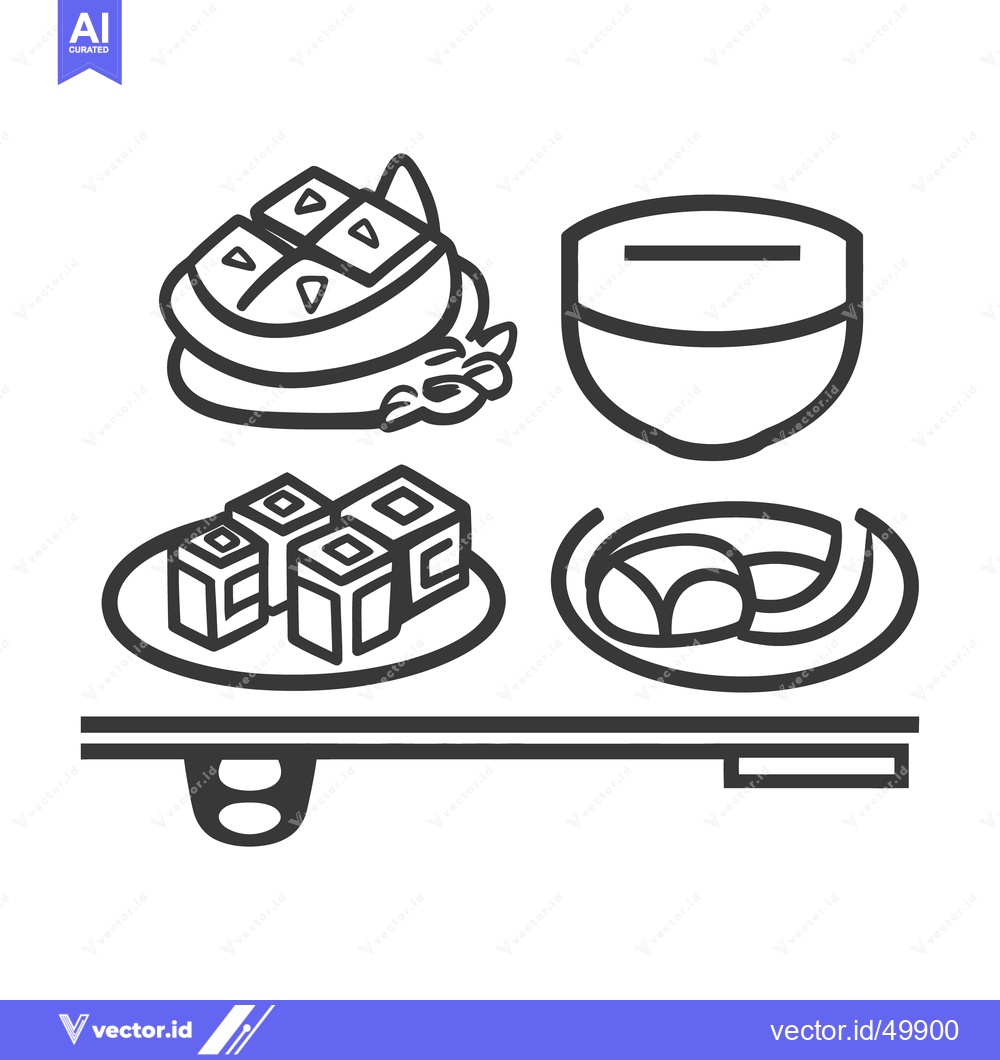 Premium Vector of A black and white graphic of sushi and chopsticks