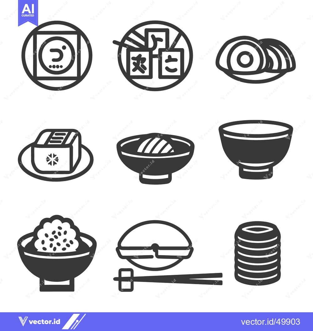 Premium Vector dari Simple graphic illustrations of various traditional Japanese food item